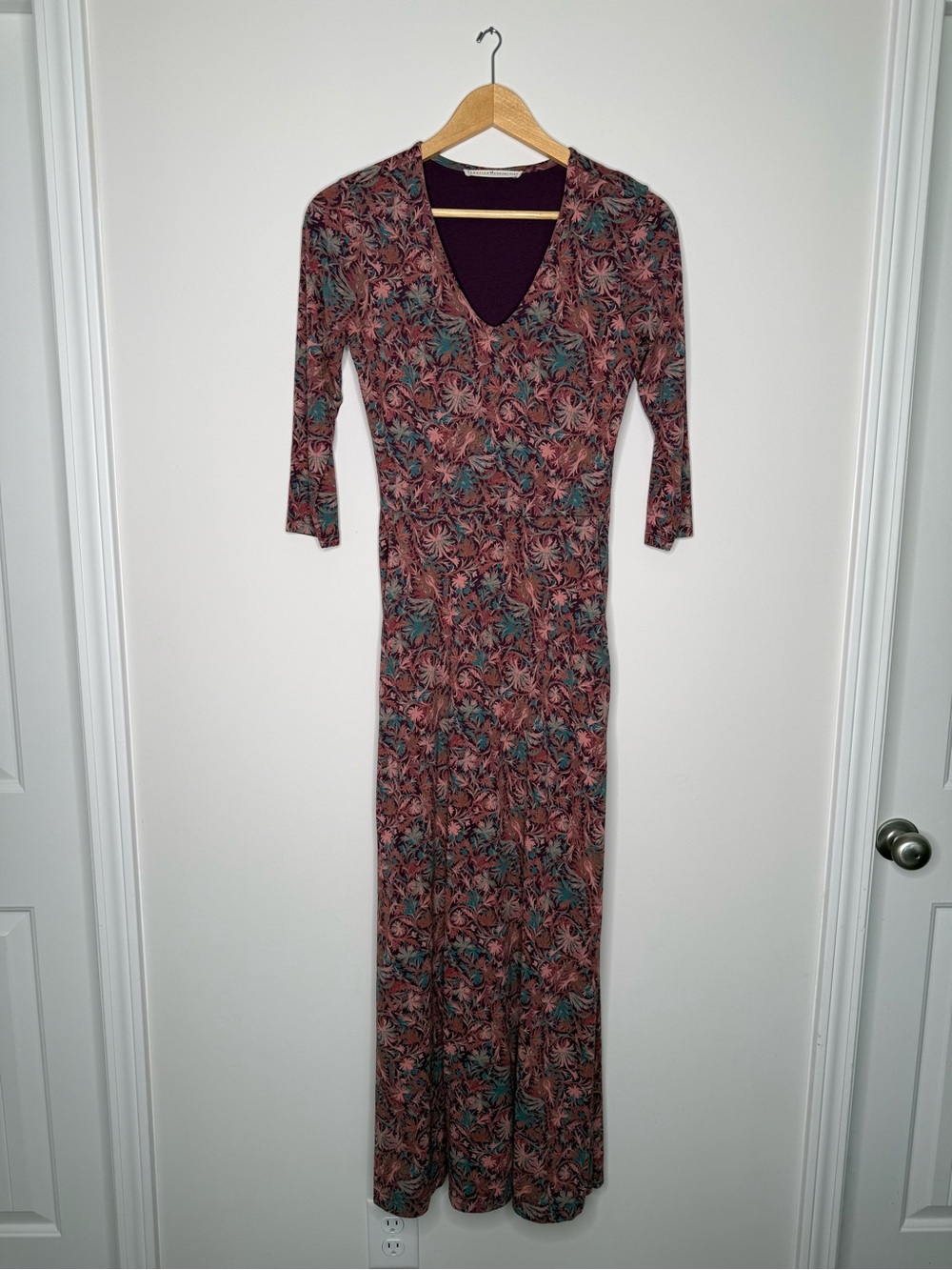 Peruvian Connection Botanical Print Pima Cotton Modal Maxi Dress XS
